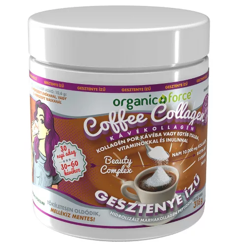 Coffee Collagen – Kávékollagén, 10 000 mg kollagén + vitaminok, Organic Force
